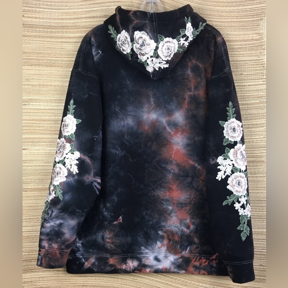 CIVIL REGIME White Rose With Lighting Tie Dye Unisex Hoodie Pullover Size L - Picture 5 of 11